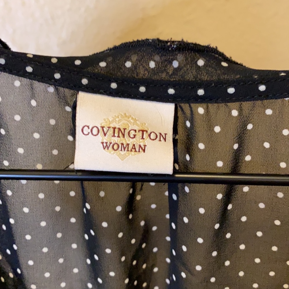 GUC Covington sheer black w/white dots blouse - Picture 3 of 5